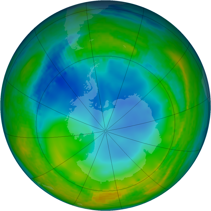 Antarctic ozone map for 06 July 2002